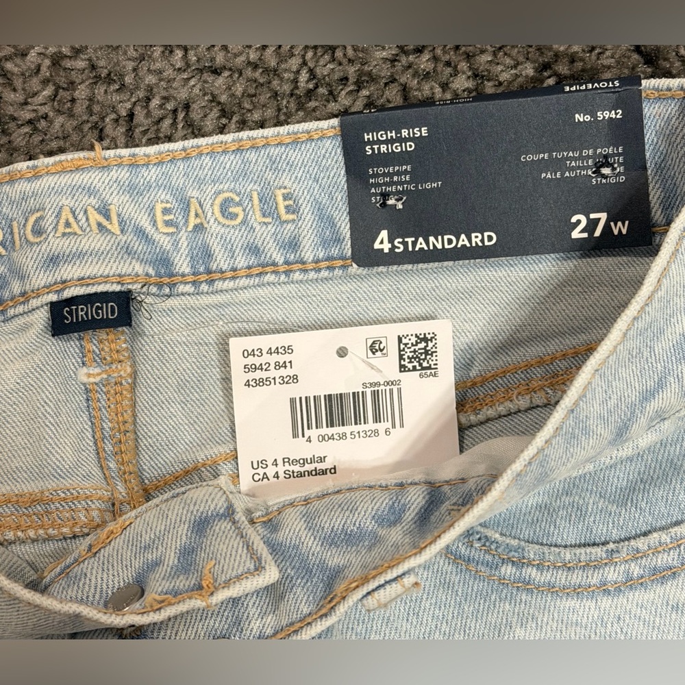 American Eagle AE Pearl Embellished Strigid High-Waisted Stovepipe Jean Sz 4 NWT - Picture 6 of 7
